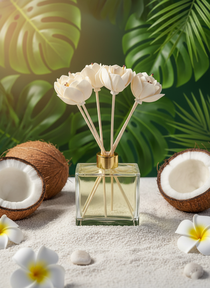 Reed Diffuser Tropique - (Blue) Scent - Vanilla, Musk & Coconut