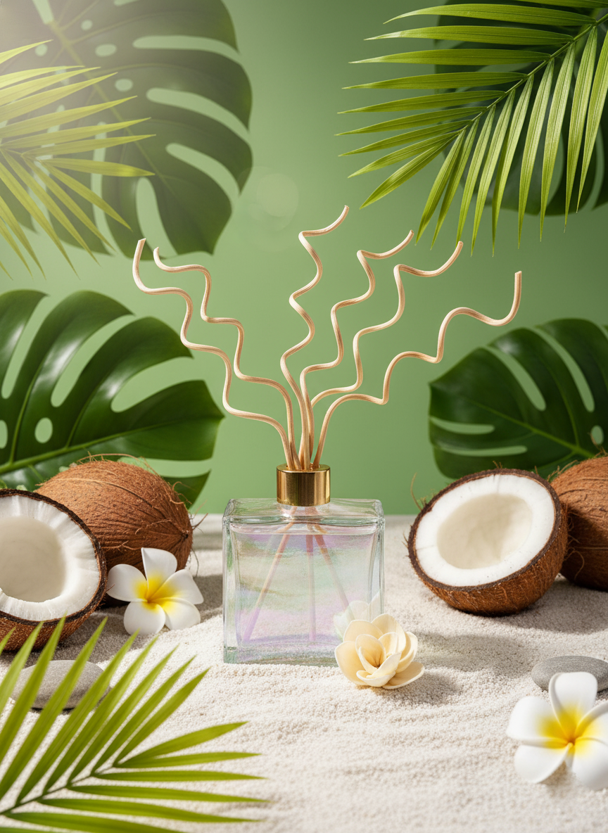 Reed Diffuser Tropique - (Blue) Scent - Vanilla, Musk & Coconut