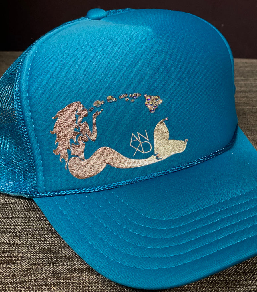 Mermaid Hat Camo W/ Swarovski Crystal Hawaiian Island chain