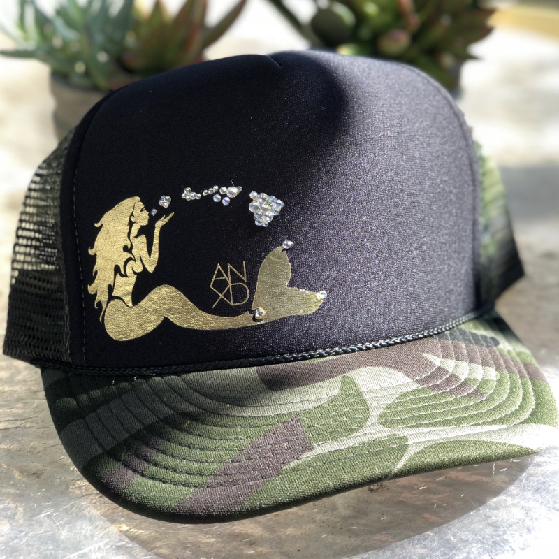 Mermaid Hat Camo W/ Swarovski Crystal Hawaiian Island chain - Bootzie 